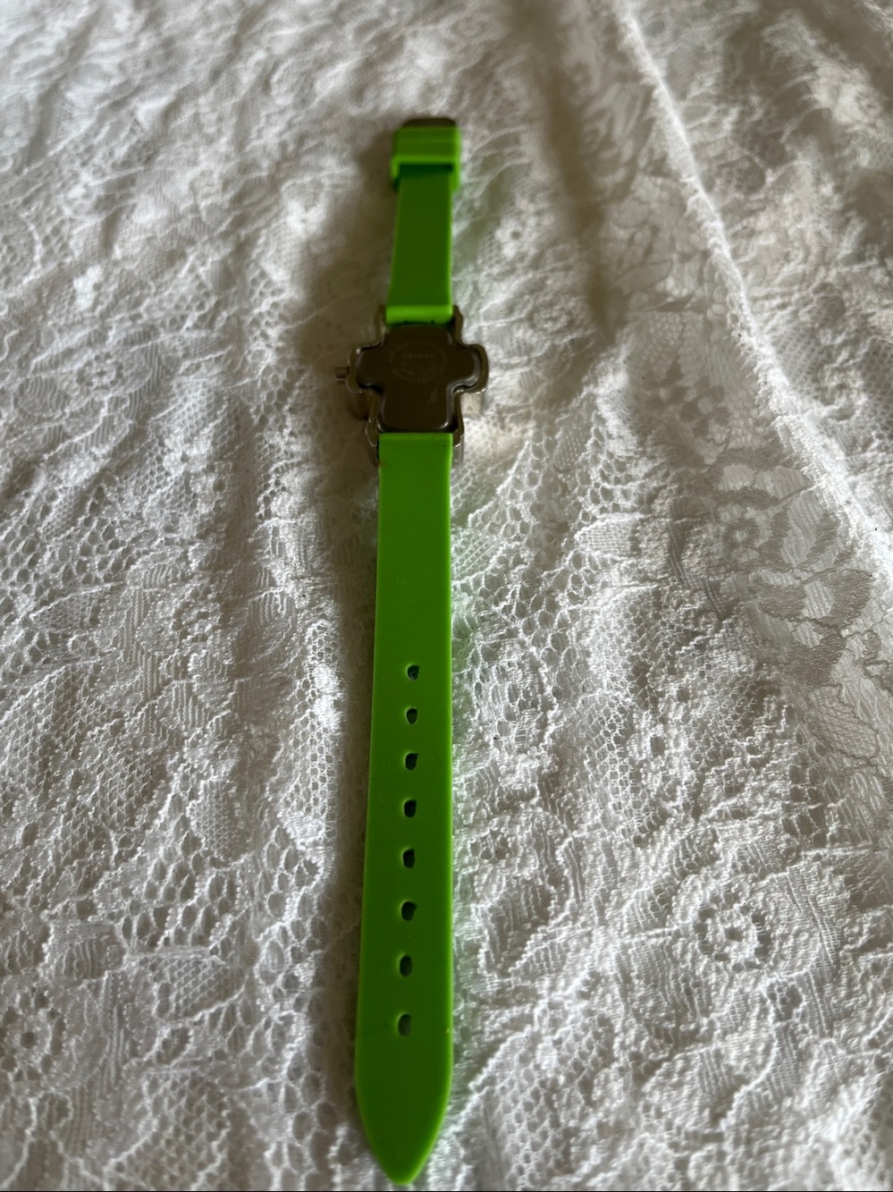 Geneva Silver-Tone Cross Crystal Watch with Bright Green Band - Picture 5 of 6